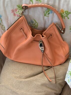 Tod's Peach Leather Drawstring Shoulder Bag
